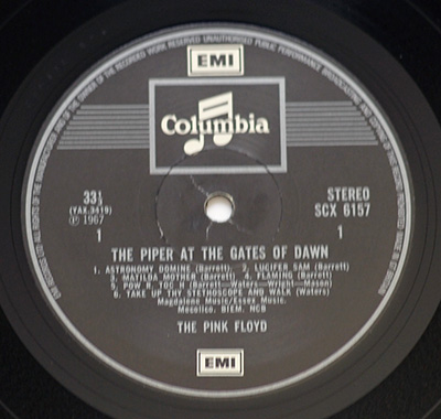 The Piper at the Gates of Dawn 5th Issue Close-up Record Label